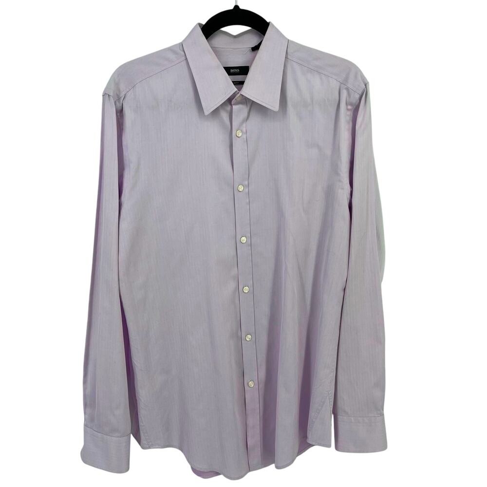 Hugo Boss Slim Fit Stripe Dress Shirt Mens Size 16.5 34/35 Button Front